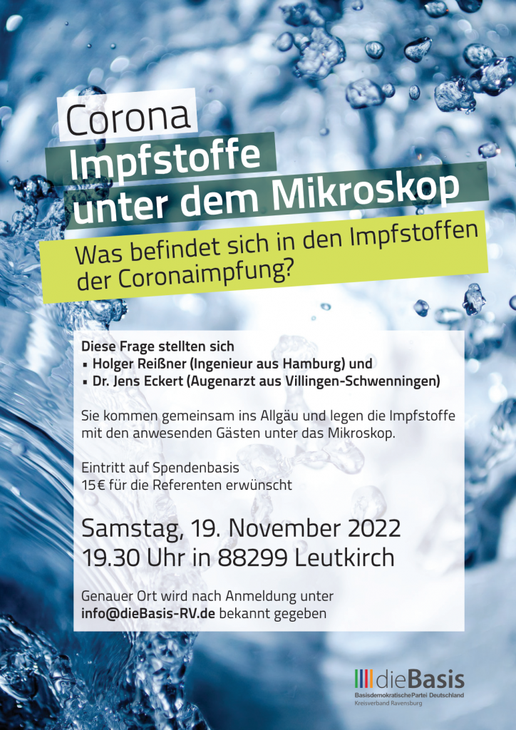 Samstag 19. November 2022 um 19:30 Uhr Vortrag: Corona Impfstoffe unter dem Mikroskop